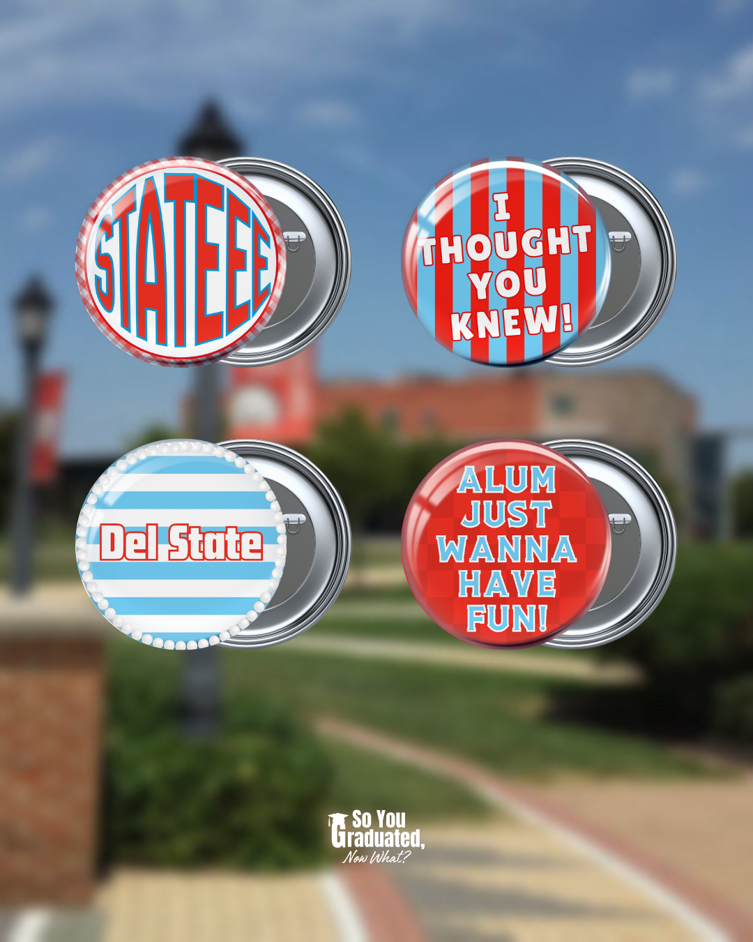 Red and Blue Game Day Buttons
