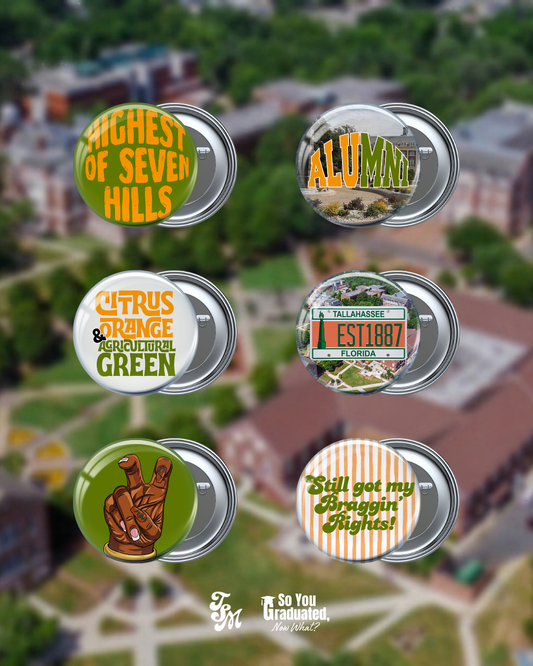 Orange and Green Game Day Buttons